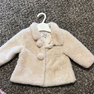 Belle Bebe Cream Furry Pea Coat for Kids